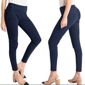 Betabrand Yoga Denim Classic Pull‎ On Skinny Leg Jeans Dark Indigo Medium Long